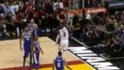 Dwyane Wade slams it home during his last game in Miami with the Heat