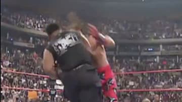 Iron Mike Tyson delivers a crushing blow to the Heartbreak Kid at WrestleMania XIV in 1998